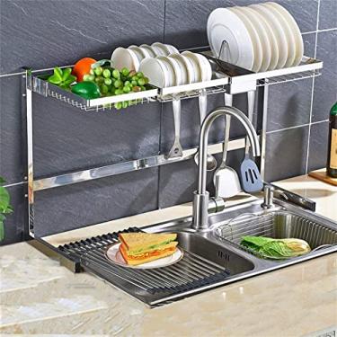 Imagem de BSNANCA Escorredor de louça, suprimentos de cozinha, ralo de louça, talheres, rack de armazenamento de pratos B (A)