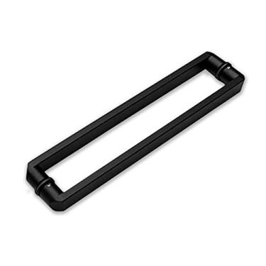 Imagem de Puxadores deslizantes de porta de celeiro de aço inoxidável, porta de vidro de chuveiro dupla face quadrada, porta externa interna, acabamento preto fosco (tamanho: 84 cm (3 1/10.2 cm) * 80 cm)