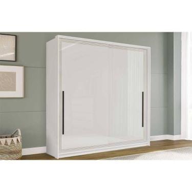 Imagem de Guarda Roupa 2 Portas De Correr (1 C/ Espelho) E 2 Gavetas Valência Branco - Politorno