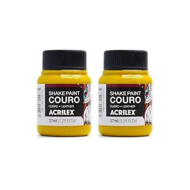 Imagem de Kit 2 Tintas Shake Paint Premium Acrilex 37ml Amarelo Indiano 960 para Tênis, Couro e Tecidos Alta Aderência Acabamento Uniforme e Durável
