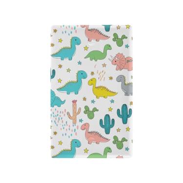 Imagem de SEHANY Capa de parede de tomada dupla de dinossauro engraçado, tamanho padrão e à prova de calor, placas decorativas para decoração de escritório doméstico (11,5 cm x 7 cm)