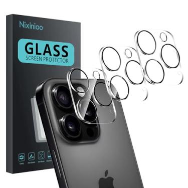 Imagem de Nixinioo Pacote com 3 protetores de lente de câmera para iPhone 16 Pro/16 Pro Max, vidro temperado, anti-impressões digitais, dureza 9H, resistente a arranhões, fácil de instalar, sem bolhas, clareza