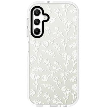 Imagem de Dumkery Linda capa de telefone com flores brancas compatível com Samsung Galaxy A15 5G, estampa estética floral para Galaxy A15 4G, capa amortecedora de TPU macio à prova de choque para meninas e