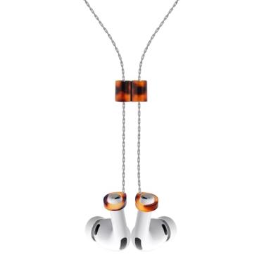 Imagem de Alça magnética antiperda para AirPods Pro 2/1, AirPods 4/3/2/1 – Colar premium ultraleve com fecho magnético instantâneo e alças de silicone (corrente prata + tartaruga clássica)