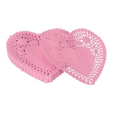 Imagem de YELARXI Doilies de papel, papel de coração, toalha de renda, descartáveis, utensílios de mesa modernos, decorativos a granel – adequado para bolos/sobremesas/alimentos fritos grelhados assados) 10 cm