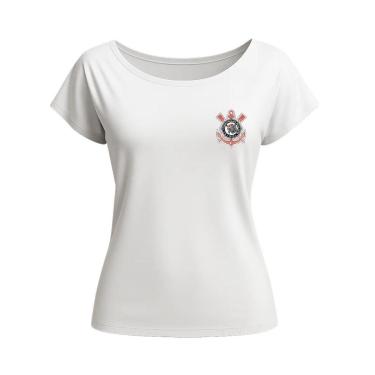 Imagem de Camisa Blusa Feminina Corinthians Modelo Canoa-Feminino