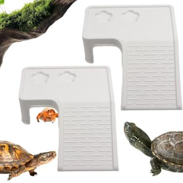 Imagem de Pacote com 2 unidades, terraço, tartaruga, plataforma, descanso, plataforma, réptil, rampa de escalada, esconderijo, acessórios de habitat com calha de alimentação
