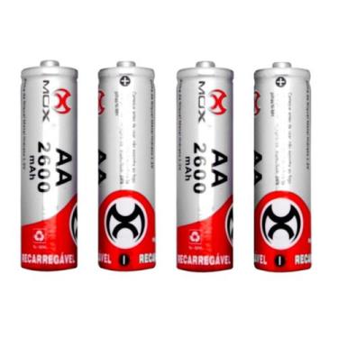 Imagem de Kit com 4 Pilhas Recarregáveis Tamanho AA MOX 2.600mAh Alta Capacidade