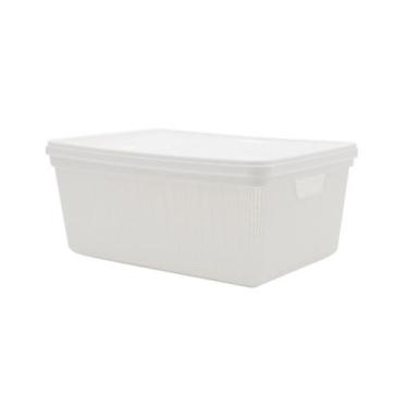 Imagem de Caixa Organizadora  Multiuso Decorativa 15 Litros Branca 3128 JAGUAR