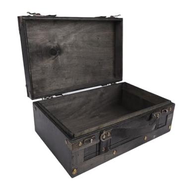 Imagem de ASHATA Baú de Madeira, baú de Armazenamento de Madeira Vintage Com Alças Decorativas e Ferragens Antigas, para Armazenamento de Exibição de Decoração de Casa e Adereços Fotográficos (1624B-01 Cinza)