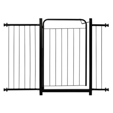 Imagem de Portão Para Cachorro Cercado Pet Criança Bebê Grade Proteção Portas Parede Segurança Vários Tamanhos (Preto, Portão com 1 ext. de 10cm e 1 de 30cm)