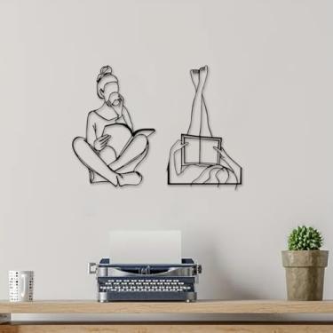 Imagem de Yuhao Metal preto café cozinha sol e lua flor ampulheta figura abstrata decoração de parede, design de silhueta moderna, decoração interna pendurada para sala de estar, banheiro, quarto, sala de