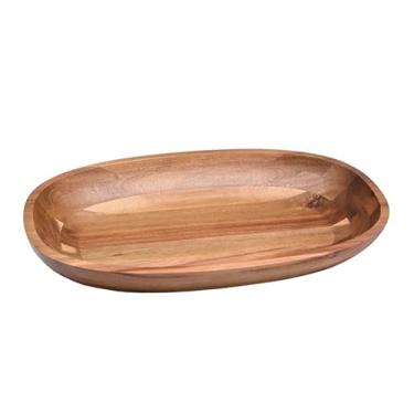 Imagem de Centro de Mesa Decorativo Oval em Madeira Natural 47cm JI0130 BTC