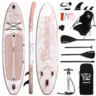 Imagem de TIGERXBANG Prancha De Stand Up Paddle Inflável 11'6" × 35" 6" Com Acessórios Completos, Pranchas Grandes Premium Para Adultos/Jovens, Coleção Polar Rose