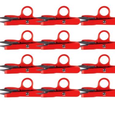 Imagem de Kit com 12 Tesouras Reta de Arremate 12 cm TC-800 – Aço Inoxidável, Cabo Ergonômico, Corte Preciso para Costura, Bordado, Patchwork, Quilting e Artesanato (Vermelho)