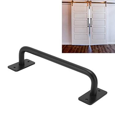 Imagem de Maçaneta de porta de aço carbono com design de sarja, superfície fosca fosca, para portões, galpões, garagens, portas de celeiro deslizantes, portas de armário