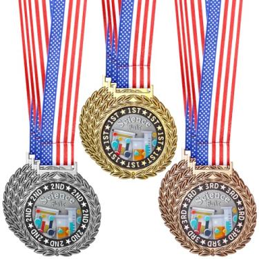 Imagem de Tondiamo 9 Medalhas de Prêmio Science Fair Project 7 cm Ouro Prata Bronze Ciência 1º 2º 3º Lugar Medalhas com Fita de Pescoço para Educação Projeto Escolar Troféu Acadêmico Prêmio Presente (Clássico)