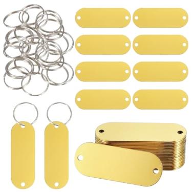 Imagem de PATIKIL 30 peças em branco para estampagem de metal, etiquetas de nome de 5 cm de aço inoxidável, etiquetas de metal, disco de placa com 2 furos, chaveiro para gravação a laser, etiquetas de coleira