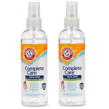 Imagem de Arm & Hammer Spray dental Complete Care Dog, sabor menta, aromatizador de hálito fácil de cães sem escova, fórmula melhorada de bicarbonato de sódio para hálito fresco de cachorro, 170 g - pacote com