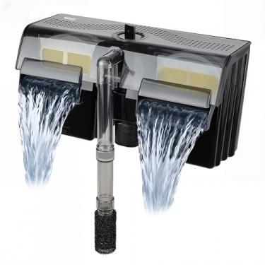 Imagem de hygger Filtro de aquário pendurado na parte de trás 10 W 264 GPH para filtro silencioso de tanque de peixes de 30 a 70 galões, filtragem de vários estágios, filtro de cascata ajustável com 8 cartuchos