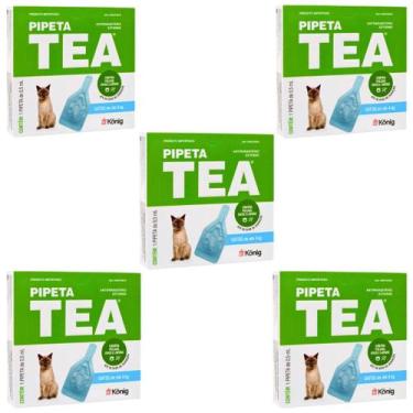 Imagem de Kit 5un Pipeta Antipulgas Tea 0,5ml Para Gatos Até 4kg Konig