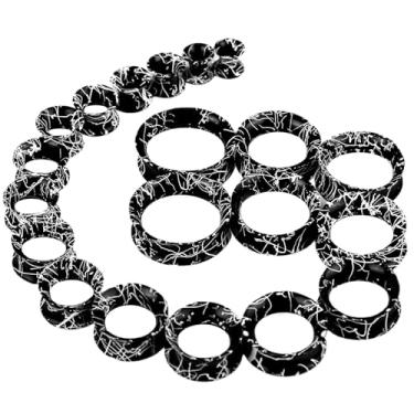 Imagem de WINSENET 20 peças de alargadores de orelha de silicone flexíveis 2G-25 mm alargadores macios alargadores de orelha alargadores de orelha alargadores de orelha pretos com fios brancos piercings joias