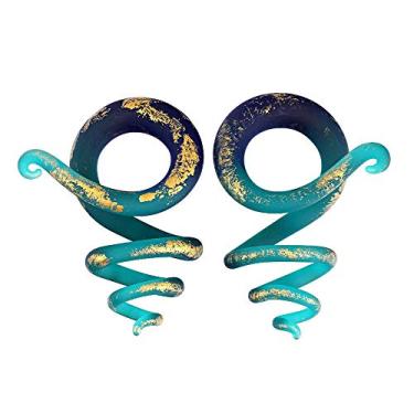 Imagem de Stuppendux 2 peças Art Tapers de vidro coloridos alargadores de orelha alargadores gagues alongadores para mulheres e homens, Vidro, Não conhecido