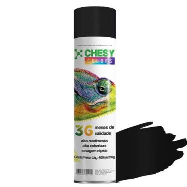 Imagem de Tinta spray chesy uso geral preto fosco 210g 400ml chesiquimica