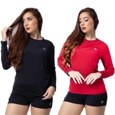 Imagem de Kit 2 Camisa Térmica Feminina Uv 50+ Segunda Pele Proteção Solar-Feminino