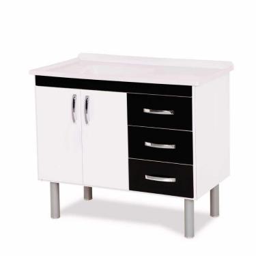 Imagem de Armário Para Cozinha Tóquio 5391 95,2cm 3 Gavetas Rorato Preto