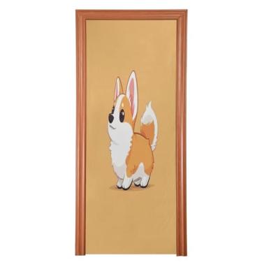 Imagem de Wassud Linda capa de porta de cachorro de desenho animado decoração de porta de Halloween faixa interna externa decoração de casa grande decoração de porta da frente 89 x 200 cm