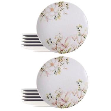 Imagem de Jogo 12 Pratos de Porcelana 28cm Magnólia Tramontina Mesa Posta Restau