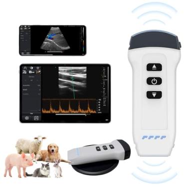 Imagem de Máquina de ultrassom Doppler colorido sem fio de sonda dupla 3,2 MHZ e 7,5 MHZ, máquina de ultrassom sem fio para Android e iOS, scanner de ultrassom portátil para cães, gatos, cavalos, porcos