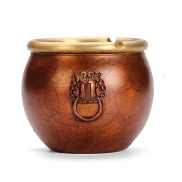 Imagem de Cinzeiro de latão, cinzeiro de cigarro à prova de vento para uso interno ou externo, bandeja para fumar em casa, escritório, suporte de decoração de pátio (Bronze)