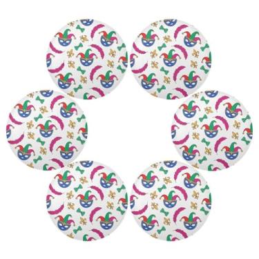 Imagem de Wassud Jogo americano conjunto de 6 tapetes de mesa redondos divertidos para cozinha e jantar tapetes laváveis resistentes ao calor para decoração de mesa 39 cm
