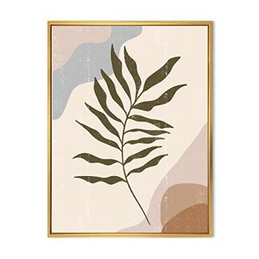 Imagem de DesignQ Botanical Minimalist Leaf In Earth Tones I - Impressão de arte de parede em tela emoldurada moderna