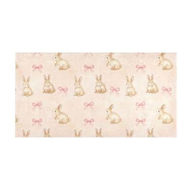 Imagem de Burbuja Tapete de corredor, laço de coelho, de pelúcia, antiderrapante, tapete de borracha para corredor, quarto, sala de estar, decoração de entrada, lavável na máquina, 51 x 99 cm
