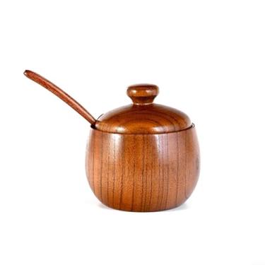 Imagem de Tigela de madeira para arroz, sopa e salada, recipiente de madeira natural com design japonês, utensílio de jantar rústico para cozinha doméstica, prato de servir adequado para crianças e fácil de