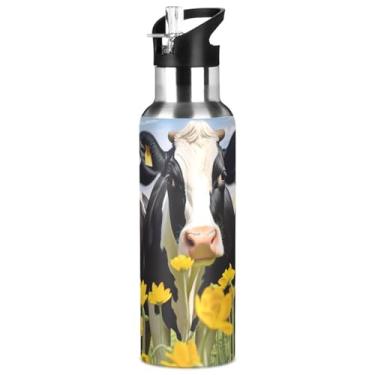 Imagem de Burbuja Garrafa de água de aço inoxidável Cows in The Field, garrafas de água isoladas a vácuo com tampa de canudo para esportes, academia, escola - à prova de vazamento e suor, livre de BPA, 946 ml