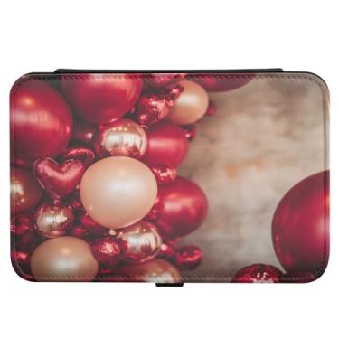 Imagem de Burbuja Caixa de joias de viagem com balão vermelho dos namorados, presente para mulheres e meninas, estojo de joias portátil de couro PU organizador para brincos, anéis, colares e pulseiras