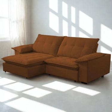 Imagem de Sofá Retrátil E Reclinável Veludo 2,20m Lisboa - Conforto Premium E Design Elegante | L...