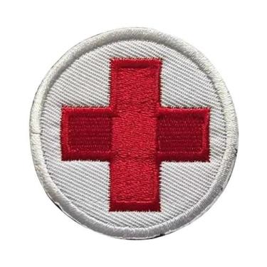 Imagem de Patch Tático Bordado Cruz Vermelha Com Gancho E Laço Para Primeiros So