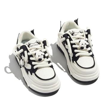 Imagem de Fujedmog Tênis de caminhada feminino Panda Shoes Y2K plataforma macio confortável fofo decoração panda preto branco EUA 4-8, Preto, 34