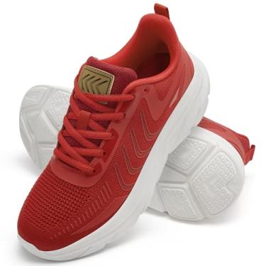 Imagem de Larwen Tênis feminino para caminhada: tênis leve e confortável para corrida atlética, Vermelho, 39