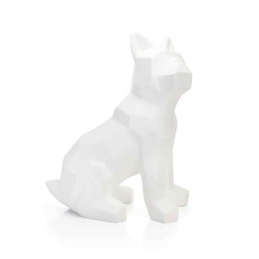 Imagem de Escultura Cachorro Em Resina Branco Mate 26cm