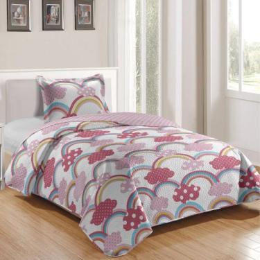 Imagem de Colcha Cobre leito Infantil 2 Peças Dupla Face Estampada Cor:Arco iris