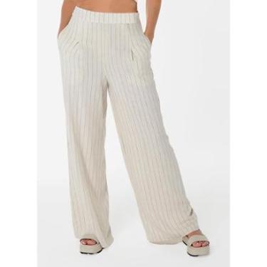 Imagem de Calça Pantalona de Linho Risca de Giz com Bolsos-Feminino