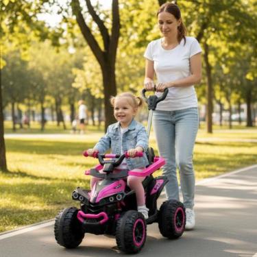 Imagem de Quadriciclo Eletrico Infantil Passeio com Aro de Proteção Haste Direci