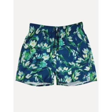 Imagem de Short Sergio K Masculino Beachwear Folhagem Floral Azul Escuro-Masculino