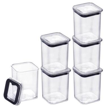 Imagem de 6 Mini Pote Empilhável 160ml Hermético Porta Tempero Sementes Granulad